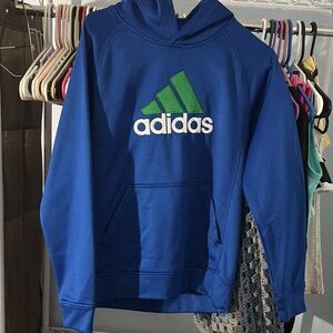 Adidas Royal Blue Hoodie with Vibrant Green Logo